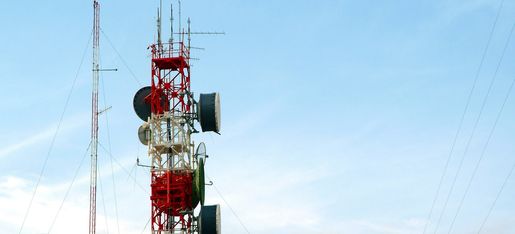 Telecommunications tower satellite dish