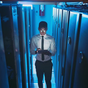 Professional in data center server room